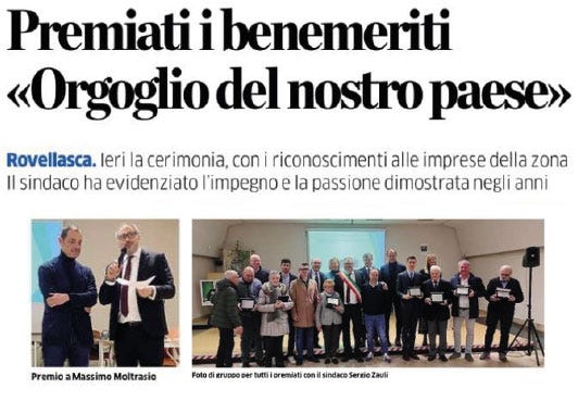 Consegnato a Massimo Moltrasio il Premio per benemerenze civiche al Gruppo Gabel.